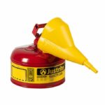 Justrite 1 Gallon Steel Safety Can for Flammables Type 1 Funnel Flame Arrester Red