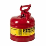 Justrite 2 Gallon Steel Safety Can for Flammables Type 1 Flame Arrester Red