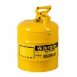 Justrite 5 Gallon Steel Safety Can for Diesel Type 1 Flame Arrester Yellow