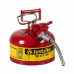 Justrite 1 Gallon 5/8" Metal Hose Steel Safety Can for Flammables Type 2 AccuFlow Red