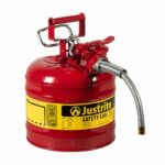 Justrite 2 Gallon 5/8" Metal Hose, Steel Safety Can for Flammables Type 2 AccuFlow Red