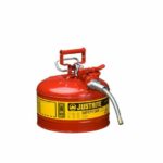 Justrite 2.5 Gallon 5/8" Metal Hose Steel Safety Can for Flammables Type 2 AccuFlow Red