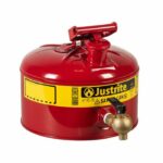 Justrite 2.5 Gallon Steel Safety Can for Laboratories Type 1 Bottom Brass Flow-Control Faucet Red
