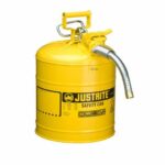 Justrite 5 Gallon 1" Metal Hose Steel Safety Can for Diesel Type 2 AccuFlow Yellow